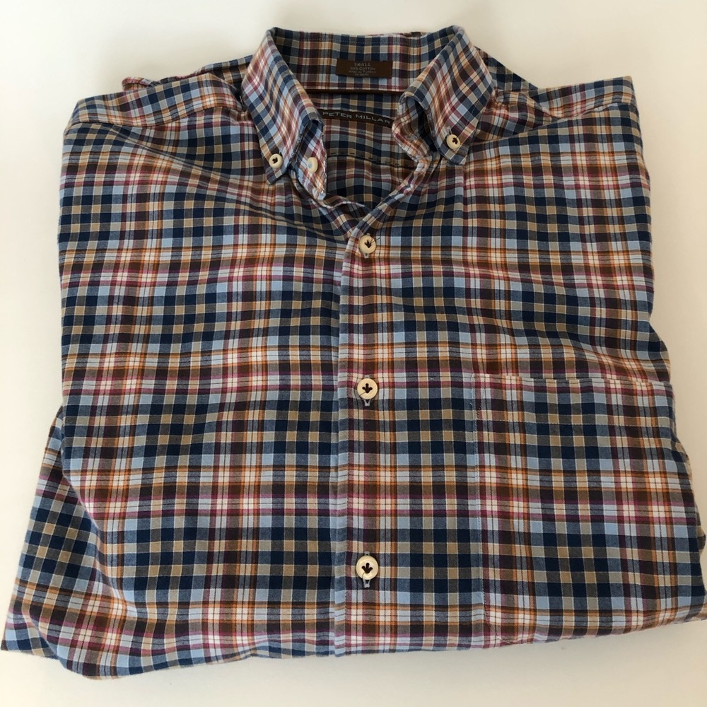 PETER MILLAR LUX BUTTON DOWN DRESS SHIRT SMALL